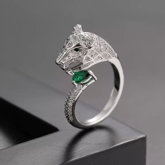 925 Sterling Silver Panther Cat Ring - Picture 1 of 4